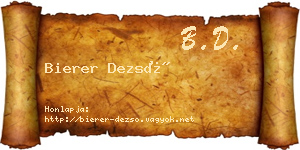 Bierer Dezső névjegykártya